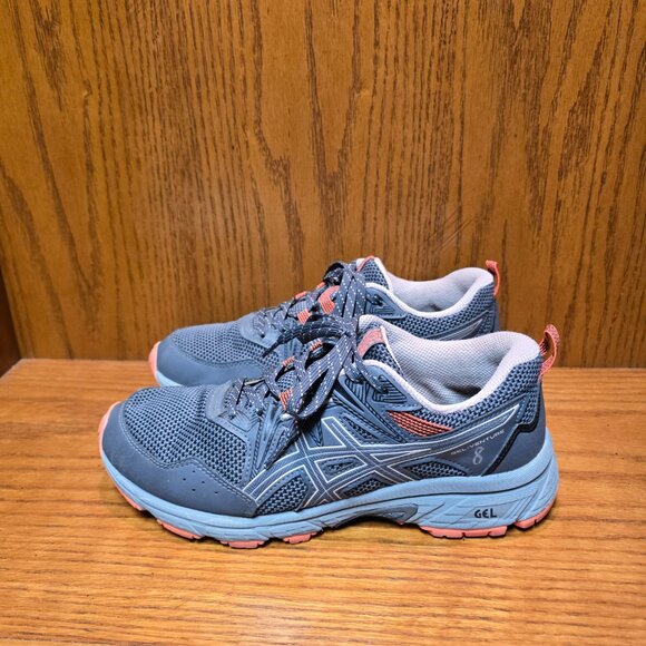 Asics Gel-Venture 8 Running Shoes Sneakers Womens Size 8 Gray Pink Orange Trail - Picture 4 of 10